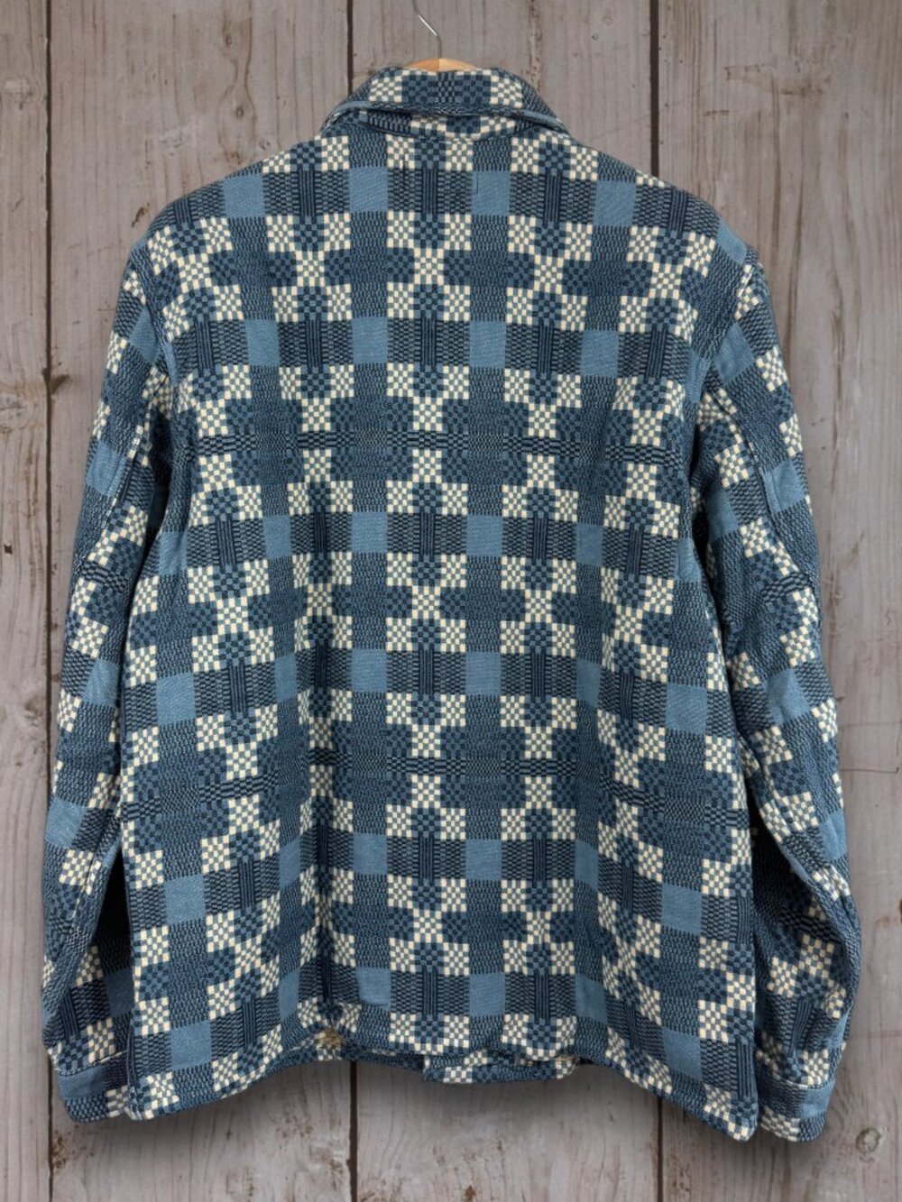 RRL Patterned Jacquard Overshirt Medium NWT Indigo Plaid - Picture 2 of 5